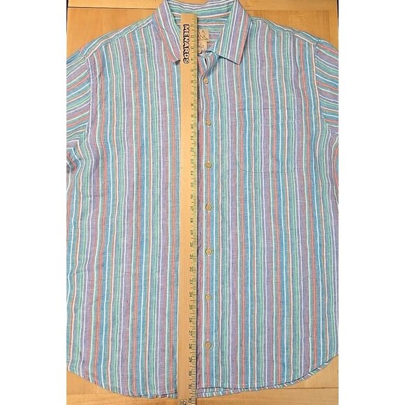 Jos A Bank 100% Linen Shirt Mens Size XL Rainbow Vertical Striped Button Down - Picture 5 of 7